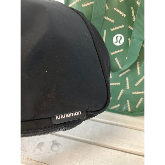 LULULEMON BLACK WAIST BELT BAG WITH GREEN SHOPPING TOTE - Picture 4 of 16